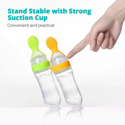 Safe Useful Silicone Baby Bottle With Spoon Food