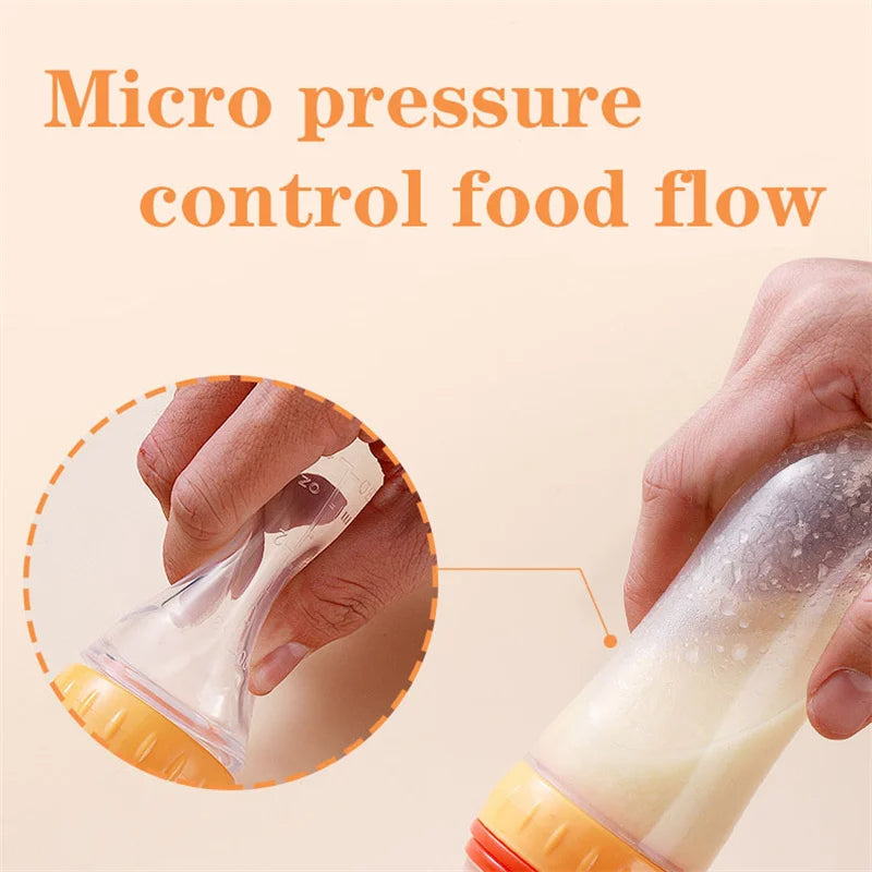 Safe Useful Silicone Baby Bottle With Spoon Food