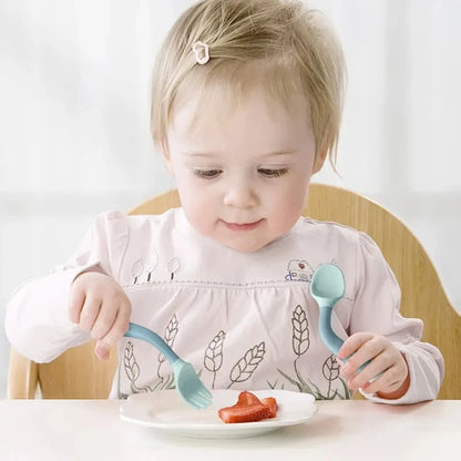 KIDDZA - Bendable Twist Baby Fork And Spoon Set Learn To Eat Training