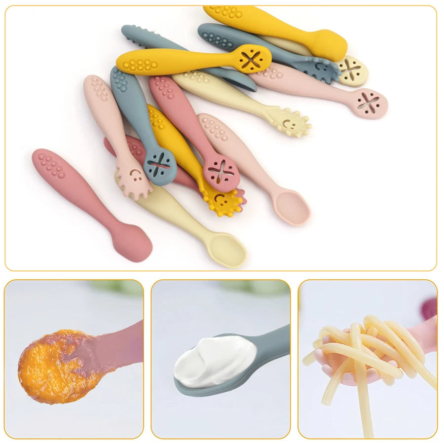 3PCS Silicone Spoon Fork For Baby