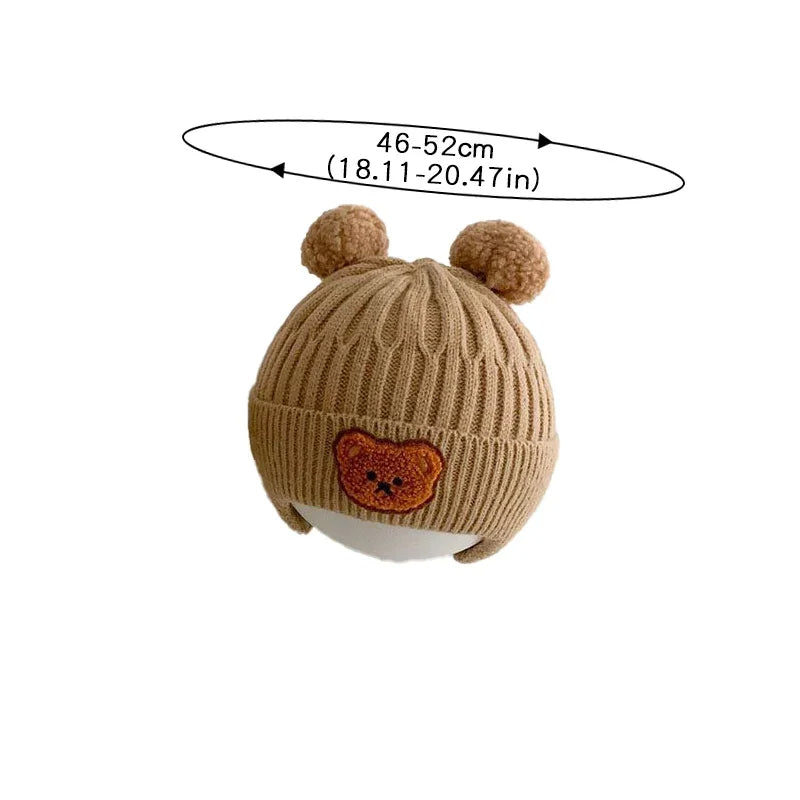 Baby wool hat cute bear ear protection hat children winter